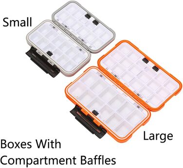 Коробка для рибальських снастей, водонепроникний органайзер для рибальських аксесуарів з подвійною застібкою для рибальських гачків, ювелірних намистин, сережок, ключів, 2 шт. и (великий помаранчевий великий сірий)