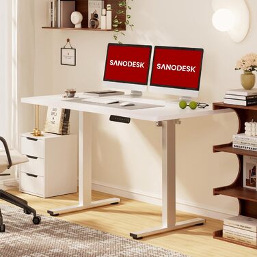 Письмовий стіл з регульованою висотою 10060 см із суцільною стільницею компактний стіл для роботи стоячи та сидячи для невеликих приміщень, ергономічний та стильний, білий 100 x 60 см білий