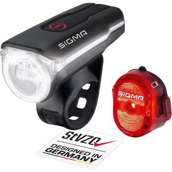 Комплект освітлення для велосипеда SIGMA Aura 60 USB/Nugget II Передні та задні ліхтарі, схвалені StVZO, працюють від батарейок