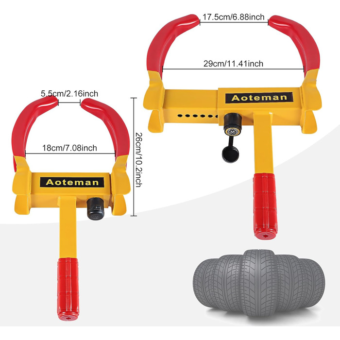 Паркувальний кіготь Trintion Wheel Claw з запобіжним замком і 2 ключами з мідним сердечником Запобіжний замок для автомобілів Караван Причіп Мотоциклетні вантажівки Кіготь шини Протиугінний
