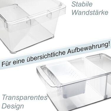 Органайзер для холодильника 37x23x14,5 см Прозорий з ручкою - Акрилова коробка для зберігання Організатор для холодильника Коробка для холодильника без BPA Комори Шафа для зберігання Прозора кухонна шафа Коробка 6 коробок, 6 шт.