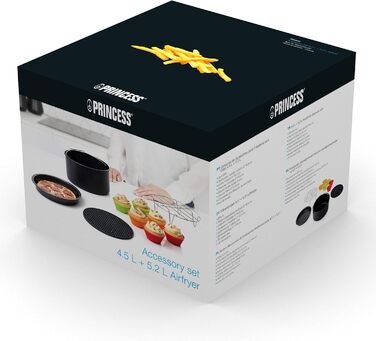 Набір аксесуарів Princess з 10 предметів для фритюрниці XL 4.5 л і 5.2 літра - підставка для горщиків, деко для піци, форма для торта, решітка для гриля, миска для кексів, 182012