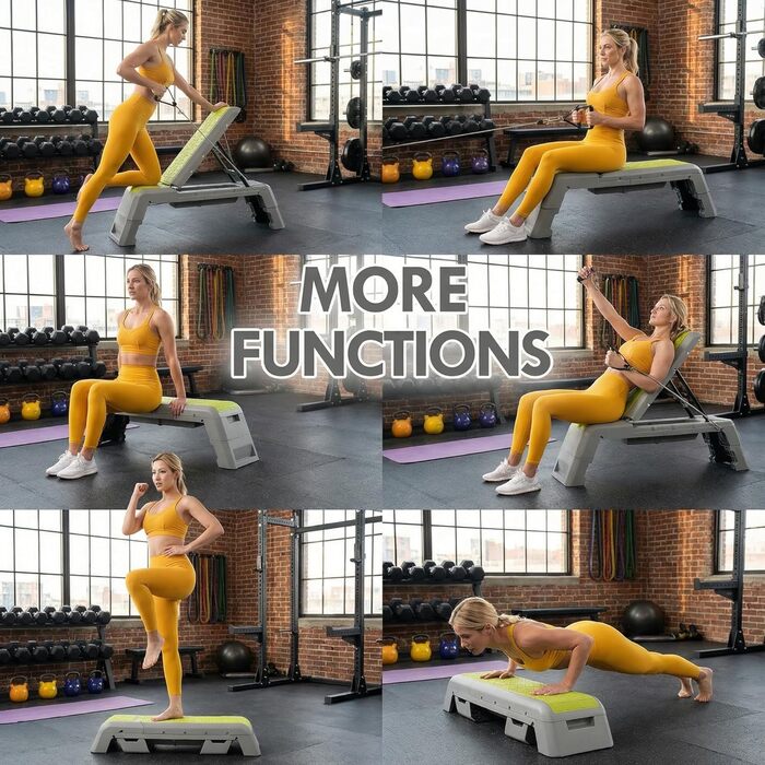 Багатофункціональна аеробна дека з шнуровою платформою для тренувань Регульована лава для гантелей Велотренажерна лава Професійне фітнес-обладнання для домашнього тренажерного залу Зелений