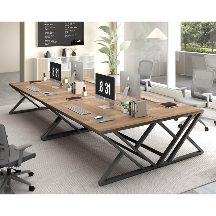 Довгий письмовий стіл HSH для 2 осіб, великий комп&39ютерний стіл, дизайн в індустріальному стилі, офісний стіл, стіл для ПК, ідеально підходить для домашнього офісу, офісу та спальні, міцний стіл у сільському стилі, 180 см, розміри в сільському стилі 180