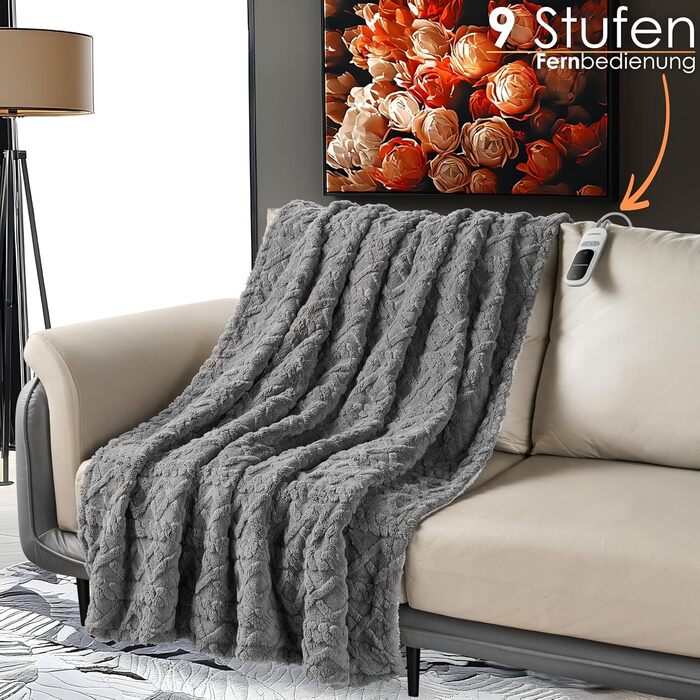 Електрична ковдра з автоматичним вимкненням, м&39яка електрична ковдра 180x130 см, м&39яка ковдра для ліжка або дивана, термоковдра, електрична ковдра з підігрівом, ковдра з підігрівом для ліжка, 9 налаштувань температури, можна прати до 40C