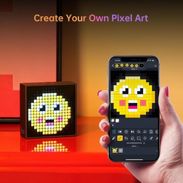 Портативний Bluetooth-динамік Divoom Timebox-Evo Pixel Art із програмованою світлодіодною панеллю 256, 3,9 x 1,5 x 3,9 дюйма (чорний)