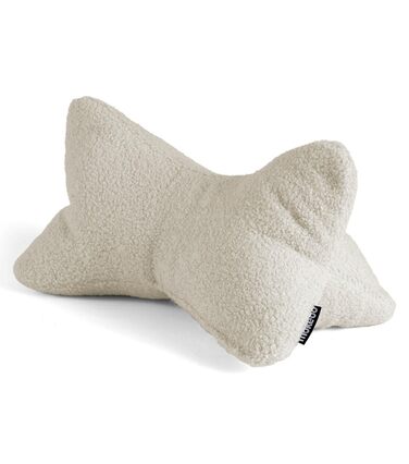 Подушка для читання mokebo Кістка для читання з мякої тканини букле, ергономічна подушка для шиї з затишної плюшевої тканини, гнучка підставка для книг, електронних книг або планшетів або як подушка для дивана з натуральної бежевої тканини букле