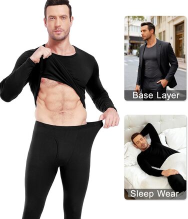 Чоловічий комплект термобілизни Wirarpa, бавовна, легкий, м&39який термобілизняний комплект та майка з довгими рукавами та довгі труси, чорний, L