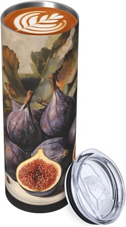 Кружка з прямою трубочкою, 590 мл, принт з інжиром, підходить для кемпінгу, офісу та дому.