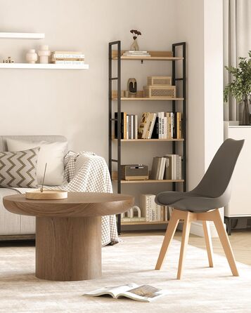 Обідні стільці WOLTU, Комплект з 4 шт. , Скандинавські кухонні стільці, Ретро-дизайн, Сидіння зі штучної шкіри, Ніжки з масиву дерева, Вантажопідйомність до 150 кг, Сірий, Комплект з 4 шт.