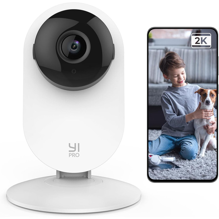 2K Indoor Surveillance Camera with AI Person Detection, Motion Detection, Push Notification, Two-Way Audio, for Baby Monitor, Pet, Works with Alexa and Google Assistant, 2K Indoor Surveillance Camera with AI Person Detection, Motion Detection, Push Notifi