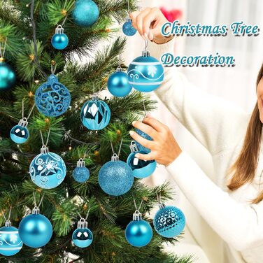 Набір різдвяних прикрас для ялинк 100 шт бірюзові Ywlake