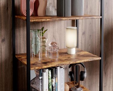 Полиця, Книжкова полиця BS 6 60, Полиця для зберігання з 5 полицями, Промисловий дизайн, для вітальні, офісу, кабінету та коридору, Сталева рама, 187 x 60 x 30 см (187 x 60 x 30 см)