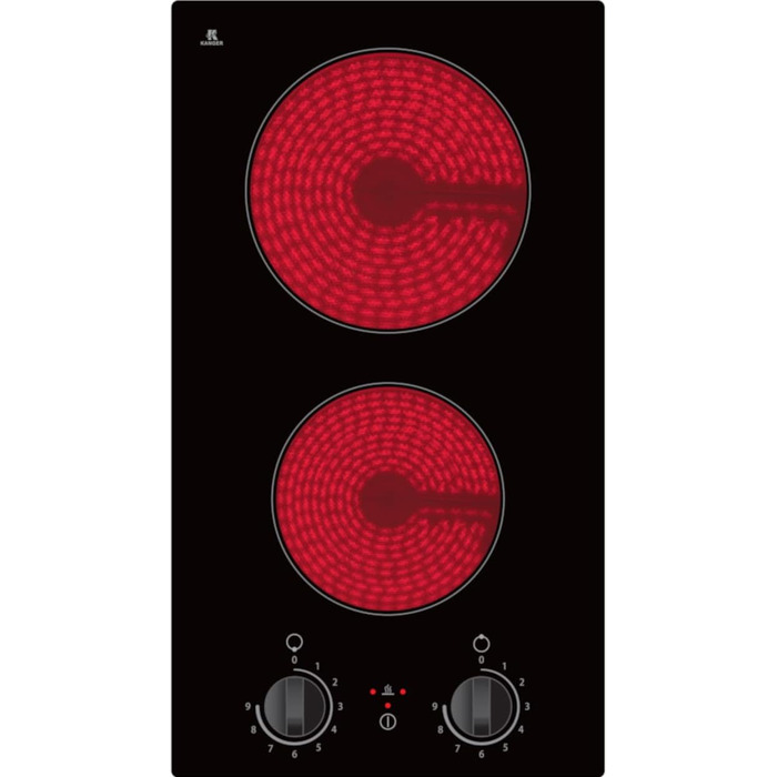 Склокерамічна подвійна конфорка Calor EBK2 DK 9 рівнів потужності 2900 Вт Індикатор залишкового тепла Штепсельні вилки Schuko Низька монтажна глибина 5 см Безкаркасні