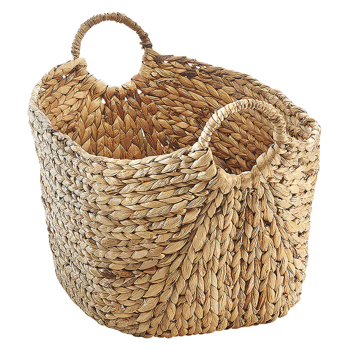 Кошик Kobolo з водяним гіацинтом та ручками - 56x40x34 см - коричневий - великий плетений кошик для зберігання білизни, книг та газет - стильний органайзер XL, міцний та виготовлений вручну 56x40x41 см