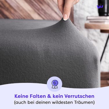 Простирадло Wolkenfeld на резинці 200x220 см 220x240 см Преміум джерсі бавовна з 5 лайкри Простирадло без складок для високих матраців до 40 см Дихаюче та сертифіковане Oeko-TEX Антрацит Антрацит 200x220-220x240