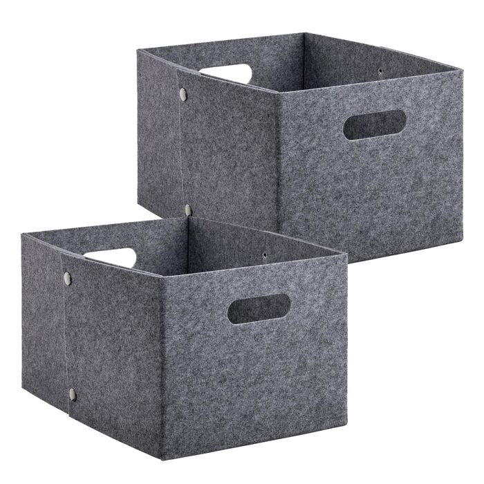 Міцних фетрових кошики сірого кольору, складна коробка-органайзер із застібками-кнопками та ручкою для перенесення, прямокутна коробка для зберігання з фетру, кошики для полиць, шаф, дому, офісу, 2
