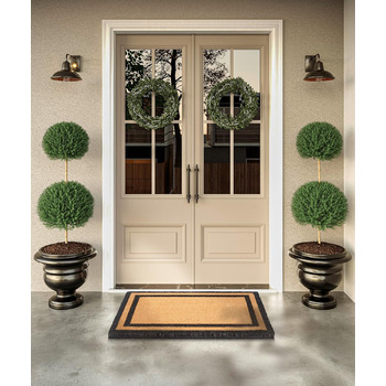 Килимок для дверей Villeroy & Boch 1856 Coconut для внутрішнього та захищеного зовнішнього використання - нековзний брудозатримуючий килимок, натуральний кокосовий килимок з рамкою, стійкий до атмосферних впливів для коридору, тераси, вхідної зони - 50x80