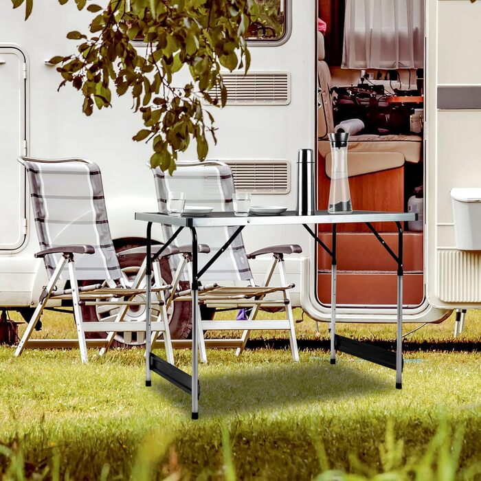 Алюмінієвий кемпінговий стіл Spetebo з регульованою висотою 100x60 см - регулюється по висоті до 4 рівнів (73, 80, 87 та 94 см) - практично складається