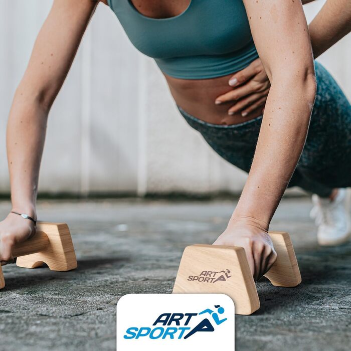 Дерев&39яні ручки для віджимань ArtSport - калістеніка, паралети, турніки для віджимань, для приміщень та вулиці, ергономічні ручки для стійки на руках, натуральні, середні