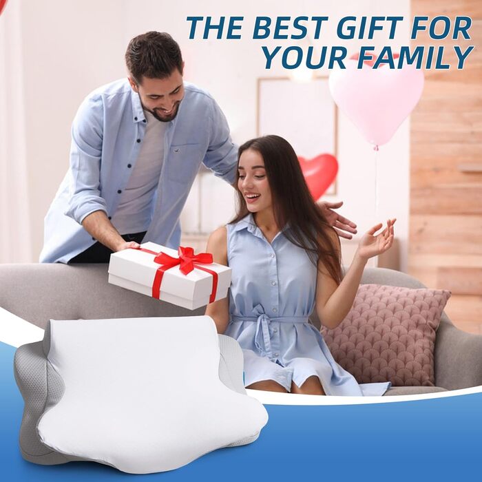 Подушка для шиї, подушка з піни з ефектом пам&39яті, ергономічна ортопедична подушка для голови, подушка з в&39язкопружної піни для сну на боці, на спині та на животі, подушка для підтримки шиї, подушка з піни з ефектом пам&39яті, 60x38x12 см