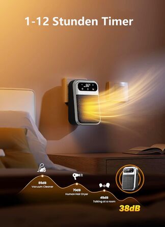 Підключається до мережі з вентилятором та дистанційним керуванням, міні-керамічний вентилятор для ванної кімнати, енергозберігаючий, тихий обігрів, променевий обігрівач потужністю 800 Вт з 12-годинним таймером, термостатом та захистом від перегріву для сп