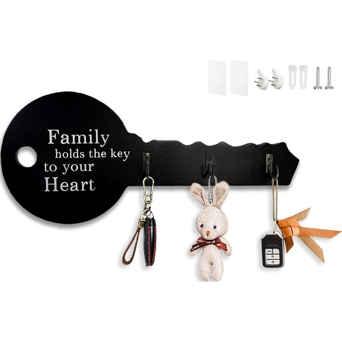 Подарунок для прикраси будинку Ключниця з дерева, самоклеюча або свердлильна, 3-стороння установка, дошка для ключів, дошки для кл