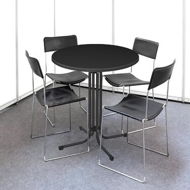 Складаний стоячий стіл, стіл для бістро, Ø 80 см, круглий, садовий стіл для приміщень/вулиці, стіл для вечірок для заходів, барів, клубів або ресторанів (чорний)