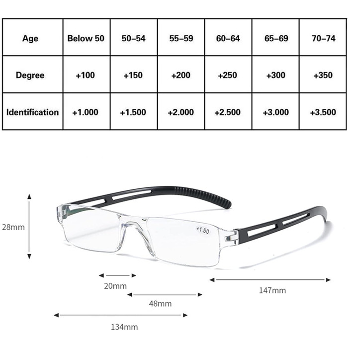 Безрамкові комп'ютерні окуляри для читання чоловіки та жінки з фільтром синього світла Читач проти синього світла Чорний прозорий колір 3.5, для жінок і чоловіків 4 змішані кольори 3.5x, 4 Pack