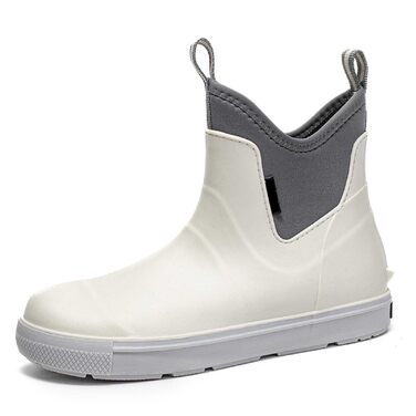 Водне взуття, гумові чоботи, нековзні, для риболовлі, катання на човні, роботи, чоловічі, для подорожей та походів, білі, розмір 41 1/3 EU