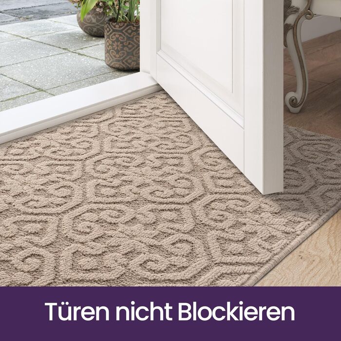 Килимок для вловлювання бруду DEXI 60 x 90 см, нековзний килимок для прихожих, килимок, що миється, абсорбуючий килимок для входу, передніх дверей, патіо, коридору, бежевий 60 x 90 см бежевий