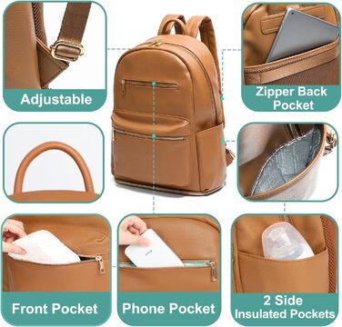 Пеленальна сумка-рюкзак Mominside, шкіряний рюкзак з нижнім відділенням, дитяча сумка для мами і тата, пошук реєстрації дитини, пі