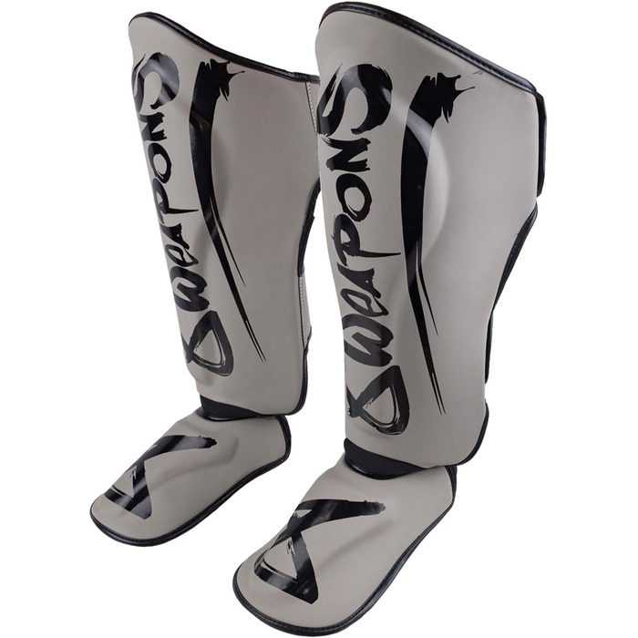 ЗБРОЇ Щитки для гомілок Unlimited 2.0, піщано-чорні, для тренувань та змагань, високоякісна синтетична шкіра та ідеальна амортизація, для муай-тай, K1, MMA, карате та кікбоксингу, 8