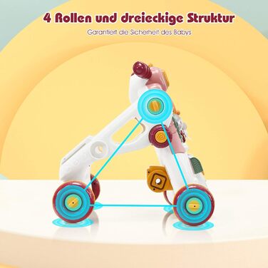 Ходунки для немовлят GOPLUS 3-в-1, як ігровий центр Baby Walker Ride-on Car, знімна ігрова дошка, зі світлом і музикою, універсальна іграшка, подарунок на 12-36 місяців (рожевий)