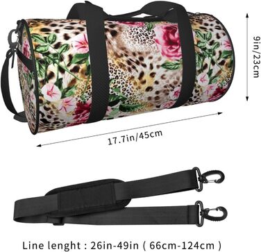 Спортивна сумка для подорожей, з принтом тигра та леопарда, троянди та квіти, чорна, універсальний розмір