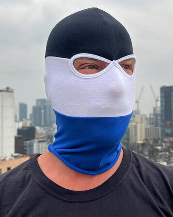 Балаклава PGWEAR у чорну, білу та синю смужки Маска унісекс, один розмір Ультрас, Хулігани, Лижі, Мотоцикли