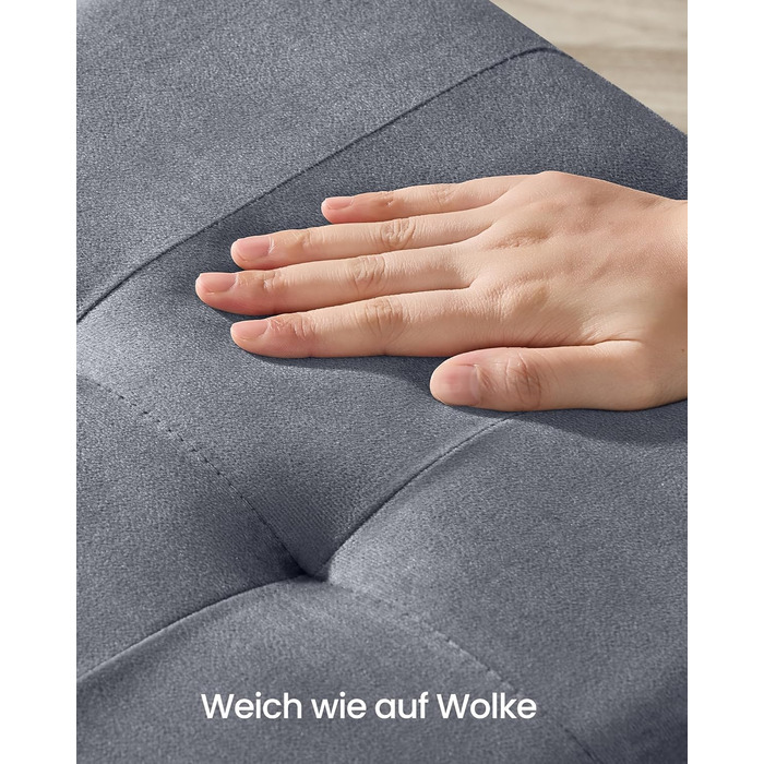 Пуф для зберігання SONGMICS, складний, 38 x 38 x 40 см, коробка для зберігання з кришкою, пуф для ніг 37 л, оксамит, вантажопідйомність до 300 кг, передпокій, вітальня, спальня, сірий сланцевий колір LSF0516G01 38 x 38 x 40 см сірий сланцевий колір