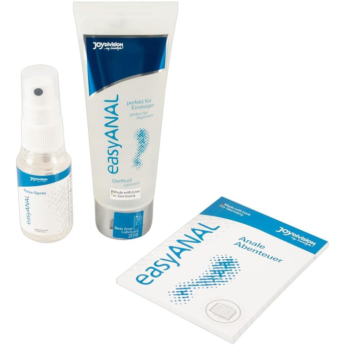 Змазка JOYDIVISION easyANAL 3080 мл НАБІР Змазка тривалої дії для нього та неї Змазка, що підходить для латексних презервативів Рідина з оптимізованим pH гель 80 мл спрей 30 мл