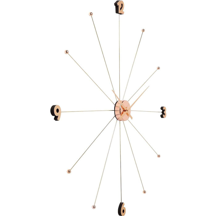 Настінний годинник Kare Design Like Umbrella, Rosegold, діаметр 100 см, безтихий кварцовий механізм, великий сучасний мінімалістичний годинник для вітальні, сталь, батарейки до комплекту не входять