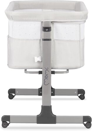 Багатофункціональне приліжкове та дитяче ліжко Momi REVO, 6-рівневе регулювання висоти від 72 до 82 см, з колесами, включаючи матрац, кріпильні ремені, сітку від комах та ручку з іграшками