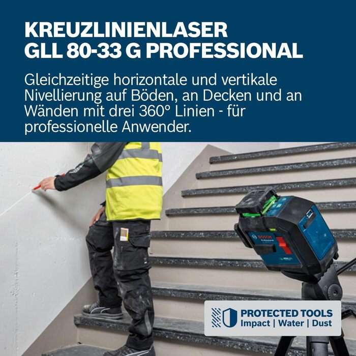 Професійний лінійний лазерний рівень Bosch GLL 80-33 G (Новий)