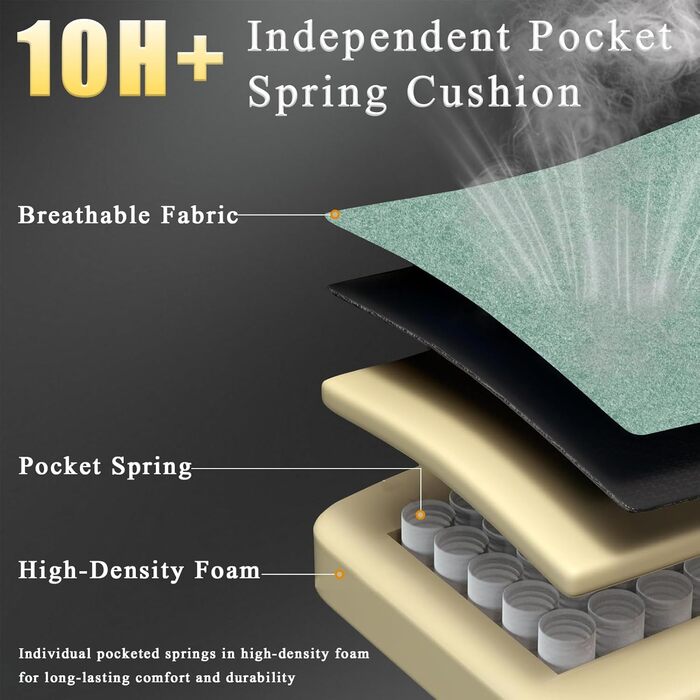 Ігрове крісло Cavabien, комп&39ютерне крісло з високою спинкою з тканини, оббивкою з пружинним блоком Pocket Spring та підставкою для ніг, ігрове крісло з регульованою висотою, підголівником та поперековою опорою (синє)