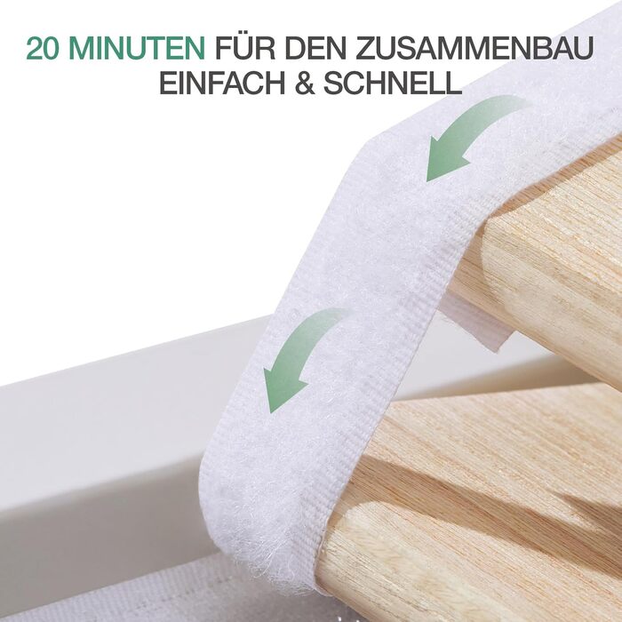 Каркас ліжка Novilla 160 x 200 см, висота каркаса ліжка 25 см, каркаси ліжка з рейковою основою, дерев&39яна рейкова опора, місце для зберігання під ліжком, білий 160 x 200