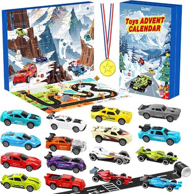 Адвент-календар Goffii Pull Back Car Toy, 16 інерційних машинок