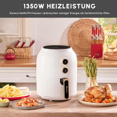 Аерофритюрниця Karaca Multifry, фритюрниця, легке очищення, енергозбереження, здорове смаження, 3,5 літра, білий 1350 Вт