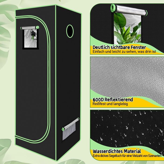 Гроубокс Growzelt 100x100x200 см, намет для вирощування з тканини Oxford 600D, світло- та водонепроникний шаф для рослин, вентильована теплиця для домашнього вирощування, індор-бокс 100*100*200 см