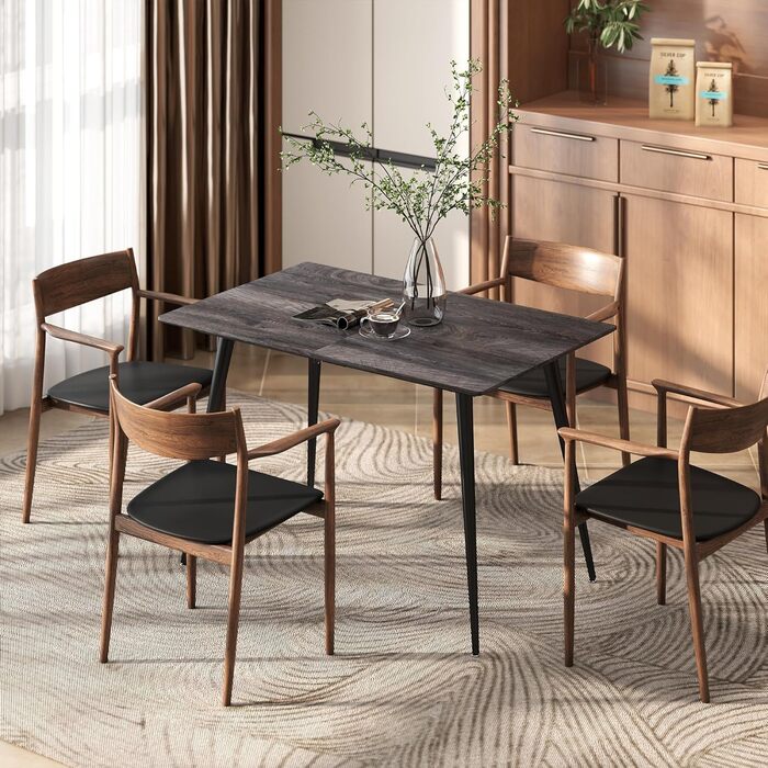 Розсувний прямокутний обідній стіл HOMCOM для 6-8 осіб з дерев&39яним виглядом, розсувними поручнями та замками, обідній стіл, сірий, 120-160 см, сірий 160Д x 75Ш x 77В см