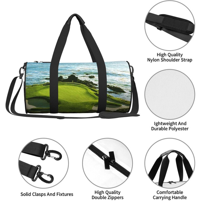 Спортивна сумка, дорожня сумка, пляжна сумка, для гольфу, з принтом, сумка на нічліг, чорна, універсальний розмір, сумка для подорожей