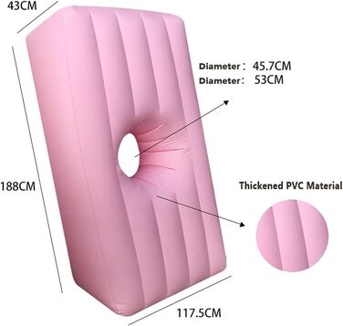 Надувне ліжко DESHVA BBL з отвором, бразильське ліжко для підйому сідниць з повітряним насосом, 183x1043см, ліжко з ПВХ після операції, рожево-рожеве