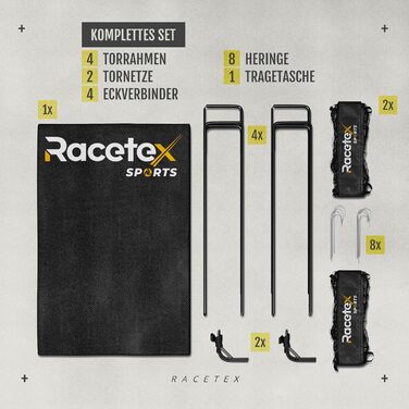 Комплект із 2 дитячих футбольних воріт - Футбольні ворота з зручною сумкою для перенесення - Версія з армованими склопластиковими стійками - Футбольні ворота для саду або парку, чорні